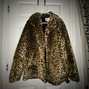 A New Day Leopard Print Furry Jacket - Size Large